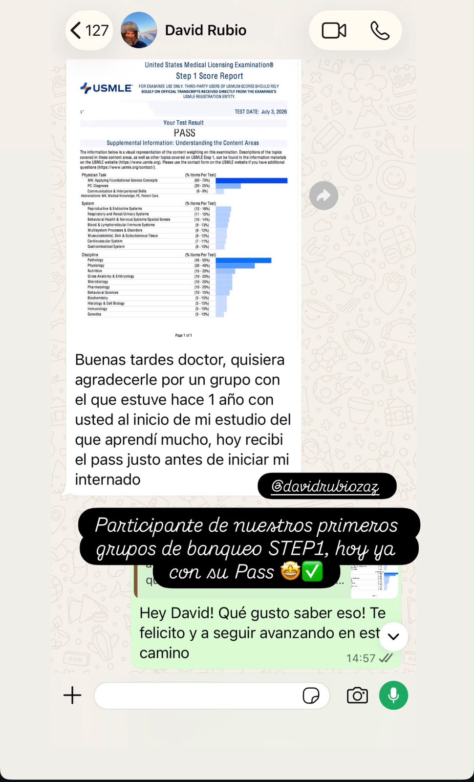 Testimonio de estudiante de PeruvianMD